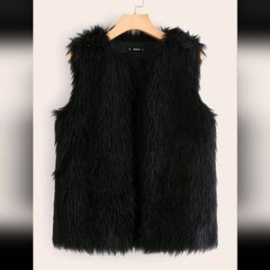 Shein Black Faux Fur Vest Small